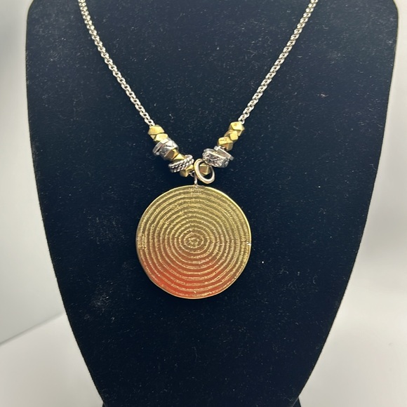 Silpada Sterling Silver and Brass Reversable Sundial Aztec Necklace - N3100 - Picture 3 of 6